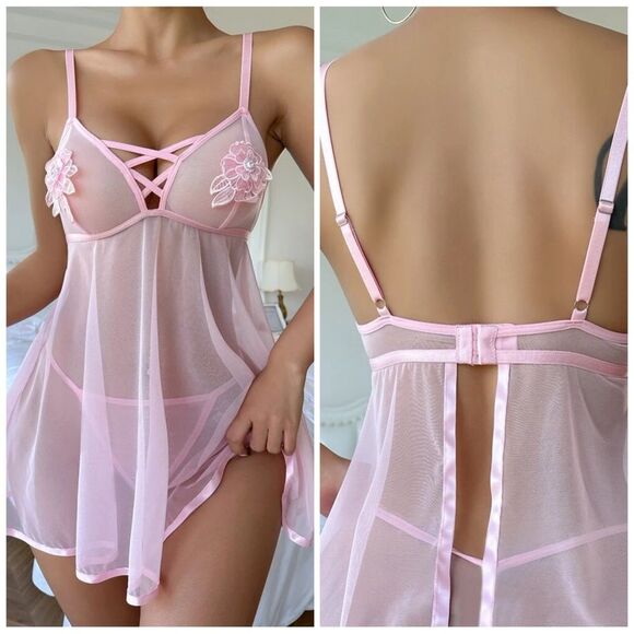 provocative lingerie Other - Lingerie set ❤️ Embroidery Mesh Slips With Thong